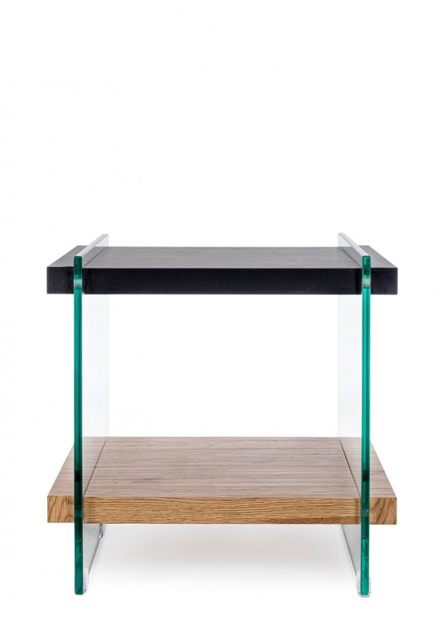 Tavolino 2P Line Wood Nero 50X50
