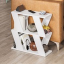 Tavolino Laterale da Salotto Lazena Bianco 3 Ripiani, 57x60x22 cm