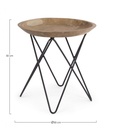 Tavolino in legno e acciaio stile industriale cm Ø50x50h cm