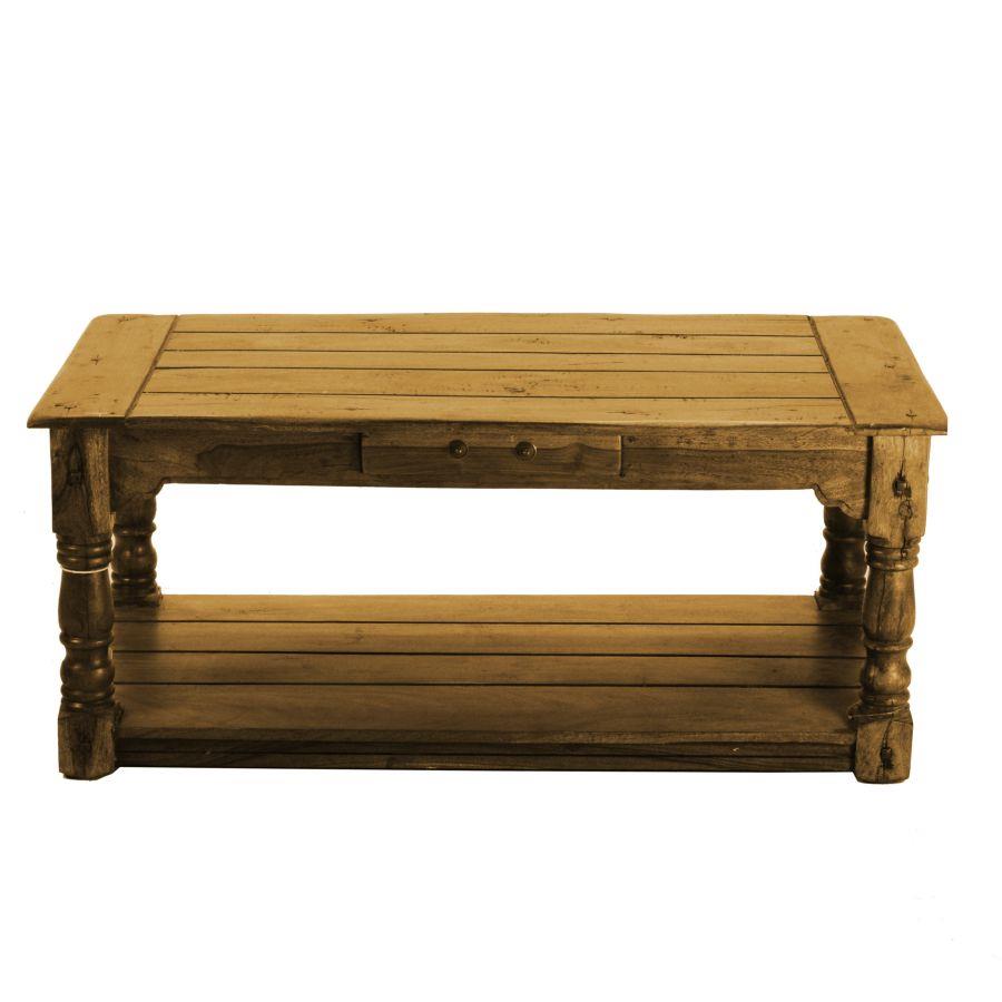 Tavolino basso legno antico chiaro cm 60 x 110 x h 48