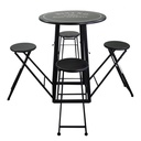Tavolino bistro metallo  4 sgabelli nero tondo  Pieghevoli salvaspazio