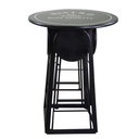 Tavolino bistro metallo  4 sgabelli nero tondo  Pieghevoli salvaspazio