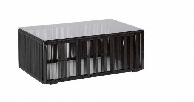 Tavolino da esterno Kloe nero con piano in vetro