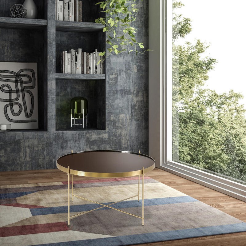 Tavolino in Vetro Temperato e Metallo - 70 x 70 x 40h