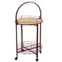 Tavolino metallo con ruote richiudibile rosso tondo cmø49h67/98