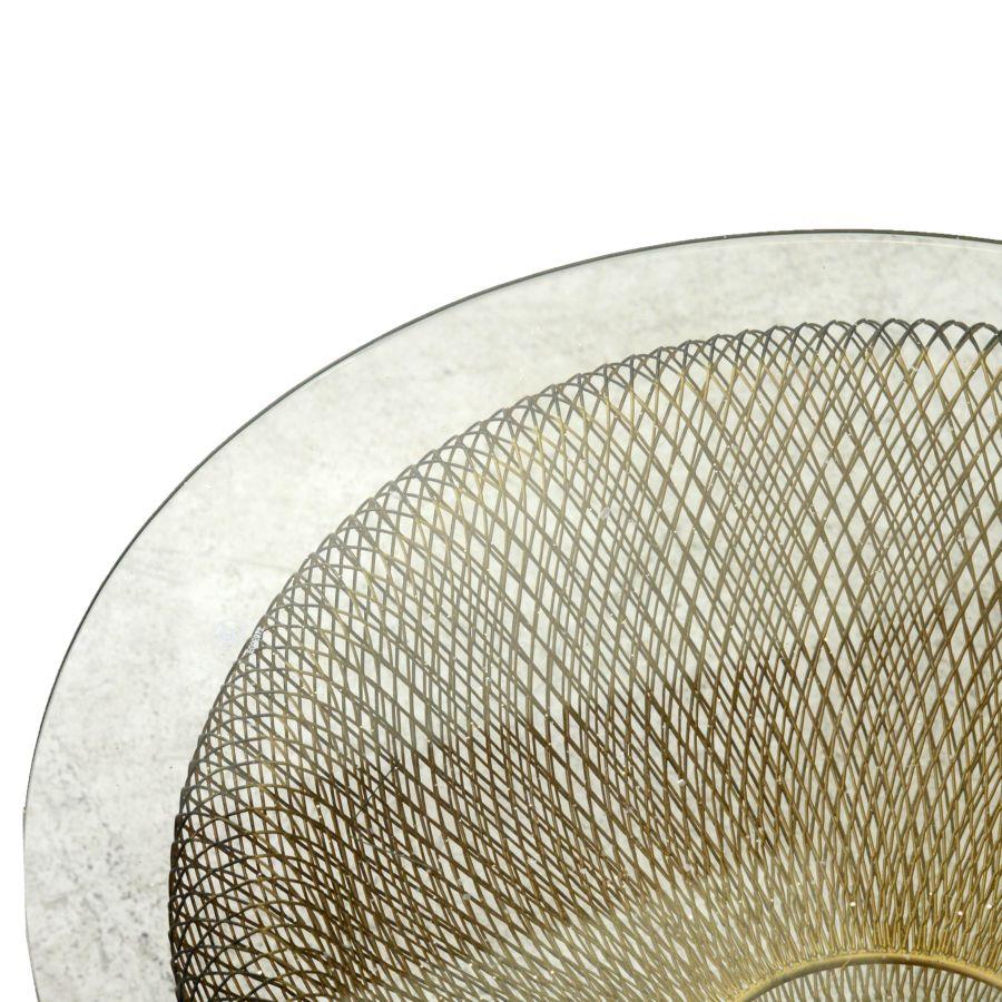 Tavolino metallo nero con lampada tondocmø51h45