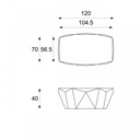 Tavolino moderno pietra fossile beige cm 120 x 70 x h 40