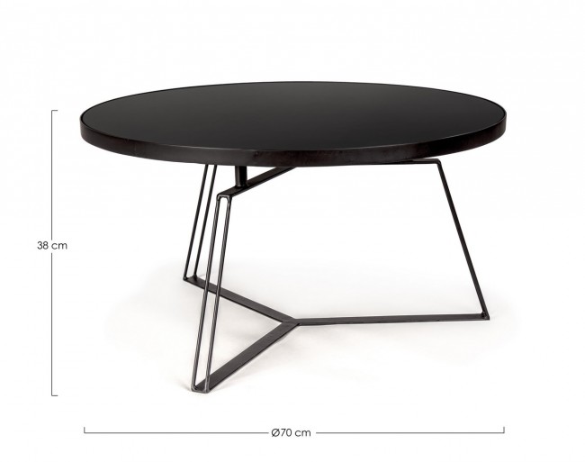 Tavolino nero in metallo stile design Ø70a - 38h