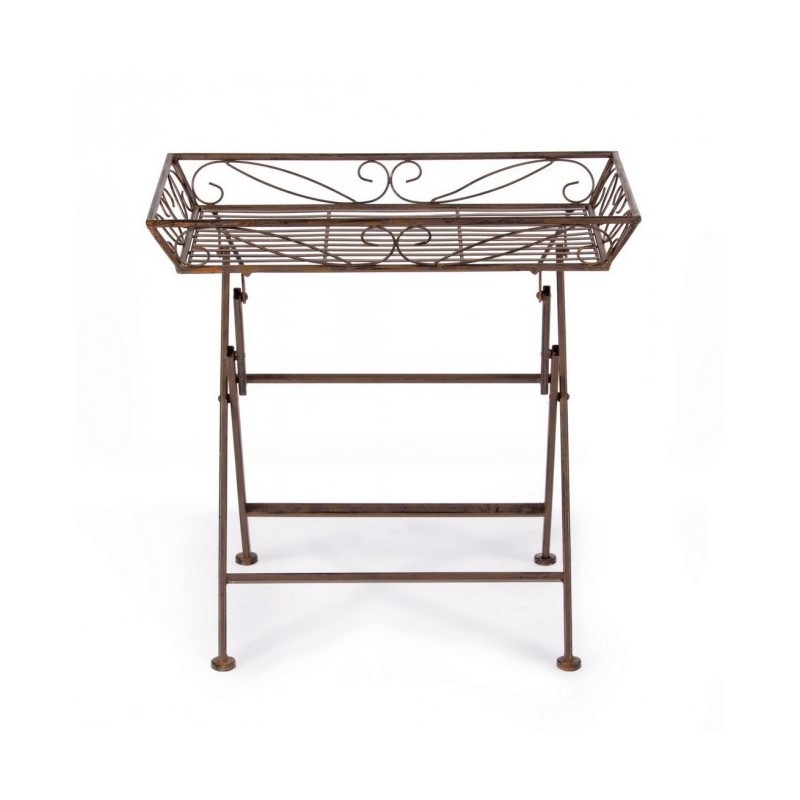 Tavolino rustico in metallo rettangolare marrone Melanie
