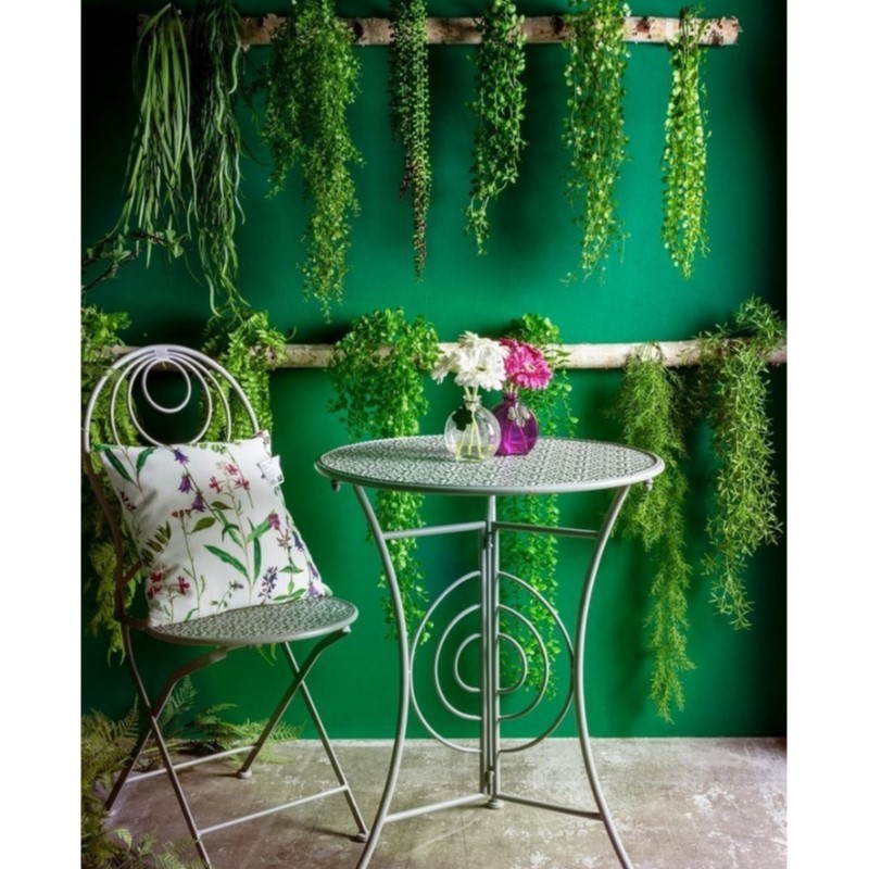 Tavolino tondo pieghevole da giardino in acciaio Grigio MARLENE diametro 60x h77 cm