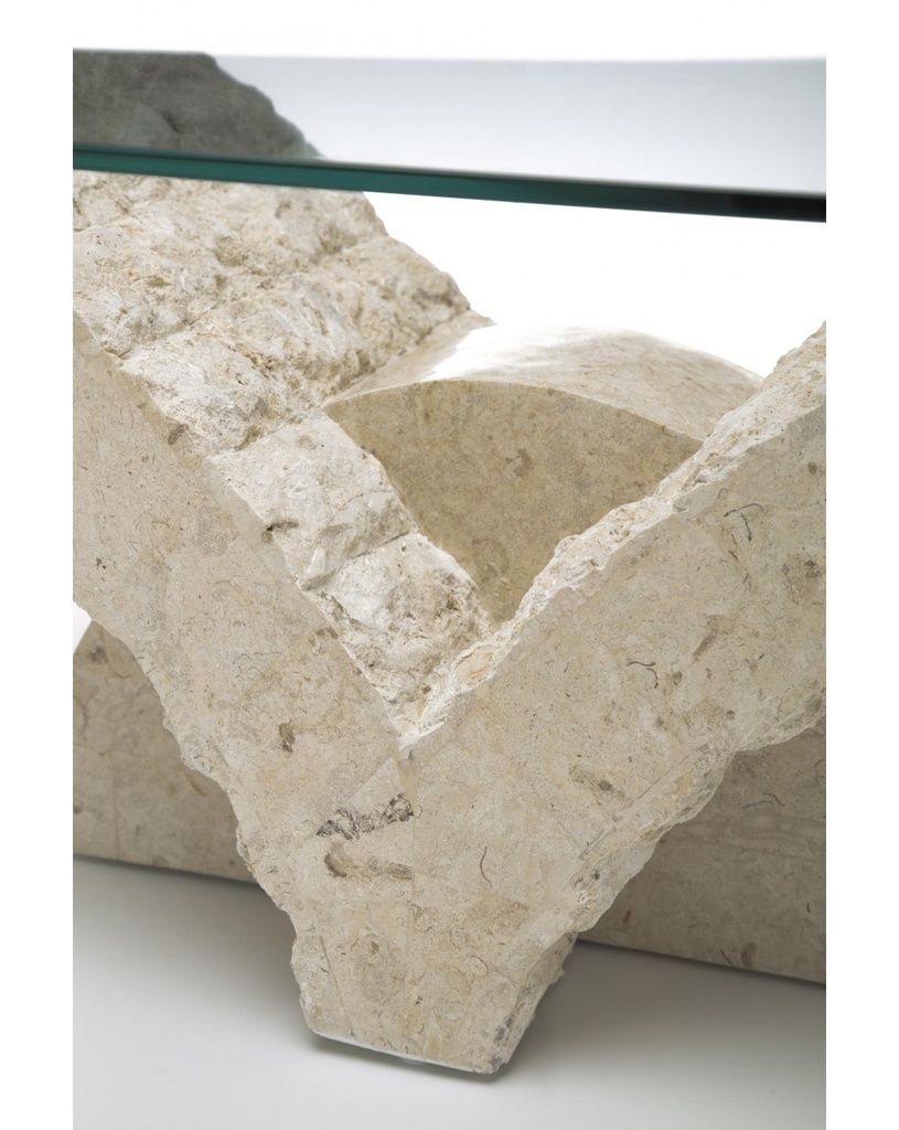 Tavolino trasparente-beige 70 cm x 120 cm H. 40 cm