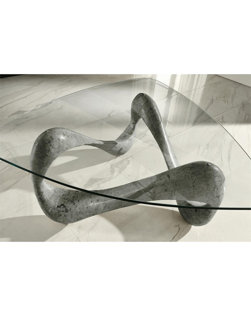 Tavolino trasparente-grigio 100 cm x 100 cm H. 42.5 cm