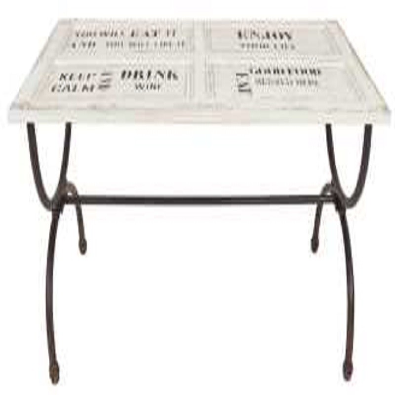 Tavolo  top bianco con scritte  cm 78,5 x 160 x h 76