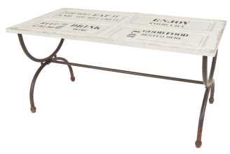 Tavolo  top bianco con scritte  cm 78,5 x 160 x h 76