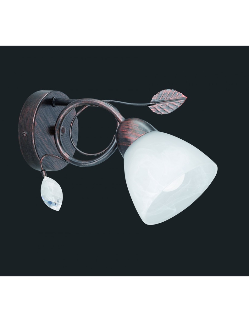 Applique 1xE14 Traditio Ruggine Coppa Vetro Bianco L12 cm Trio Lighting