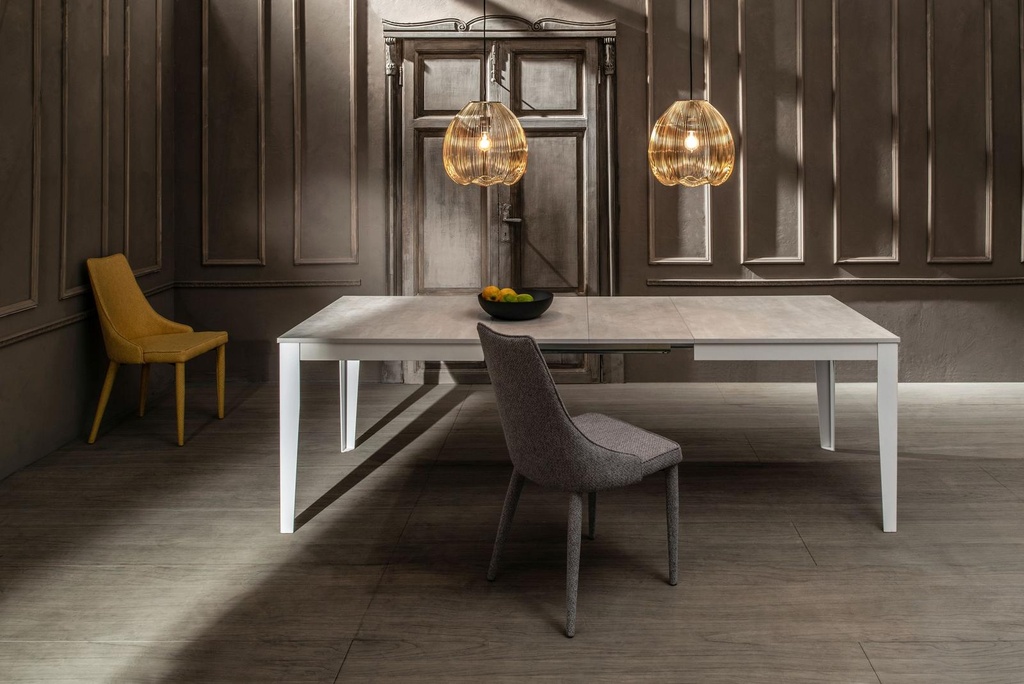 Tavolo allungabile cemento bianco 80 cm x 130-290 cm H. 76 cm