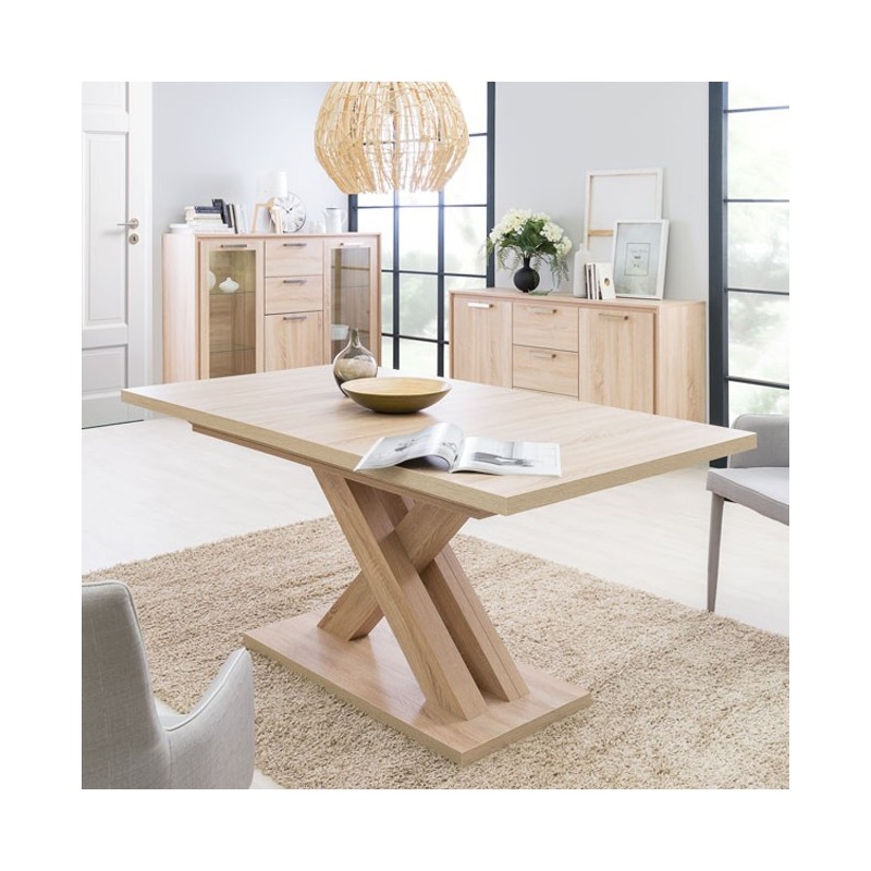 Tavolo allungabile gambe a incrociate colore rovere sonoma 160/200x90xh76 cm
