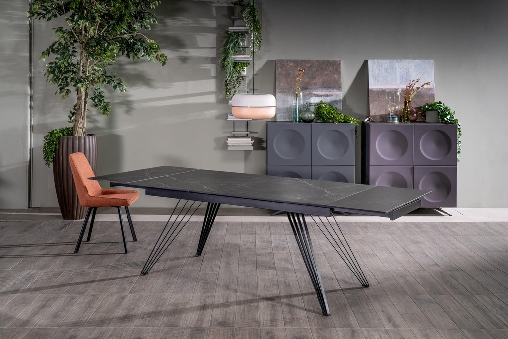 Tavolo allungabile nero opaco 90 cm x 160-240  cm cm H. 76 cm