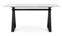 Tavolo bianco acciaio e vetro effetto marmo stile design cm 160x90