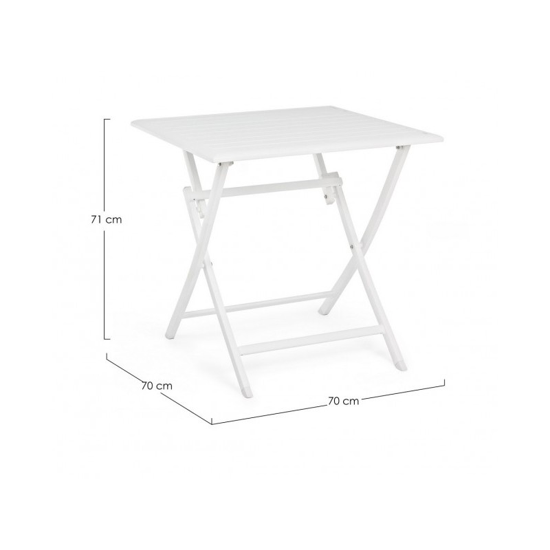 Tavolo da esterno pieghevole in alluminio Bianco ELIN 70x70x h71 cm