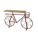 Tavolo design  arredo ferro bicicletta rosso cm123x28x74.5