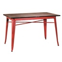 Tavolo in ferro Bristol con top in legno rosso