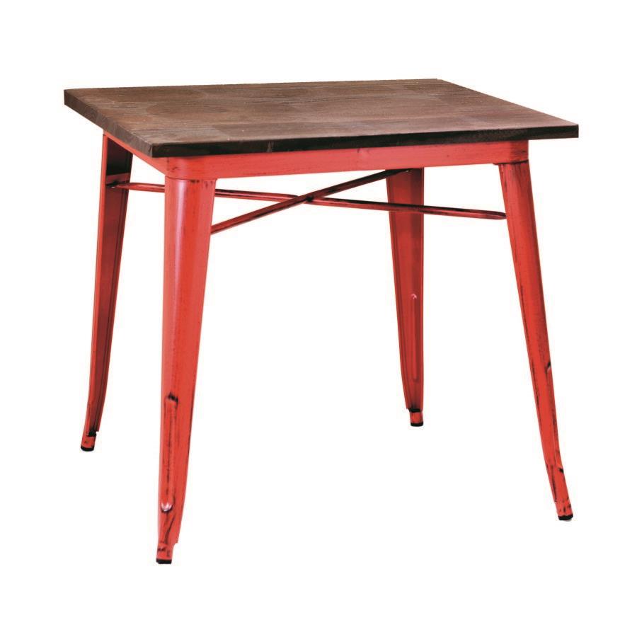 Tavolo  rosso urban industrial ferro bristol cm 70 x 70