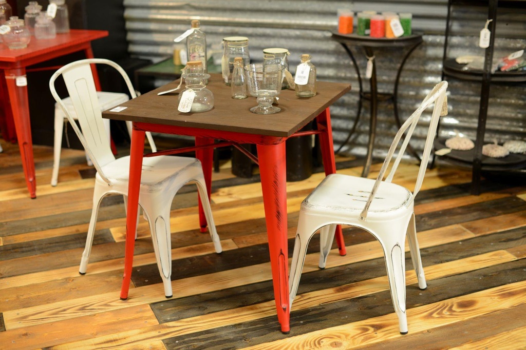 Tavolo  rosso urban industrial ferro bristol cm 70 x 70