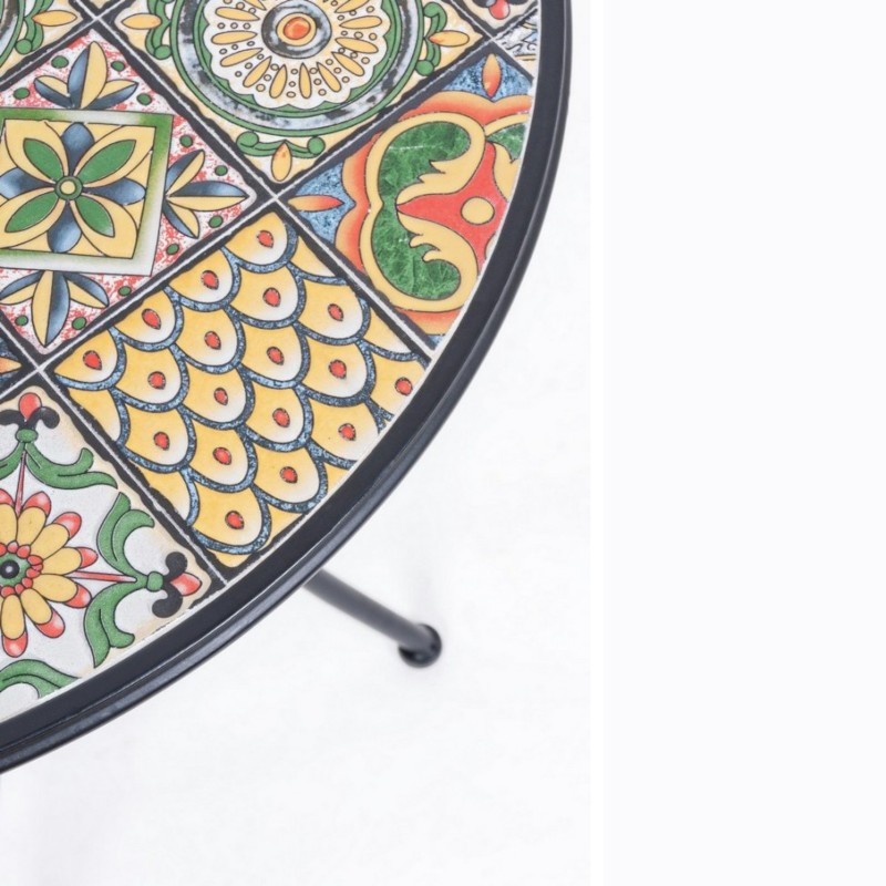 Tavolo in acciaio NAXOS con piano in ceramica 60d cm