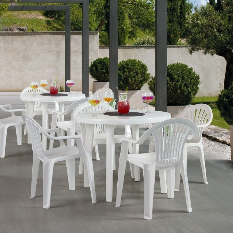 Tavolo rotondo in polipropilene per esterno Bianco BRAGA diametro 90x h72 cm