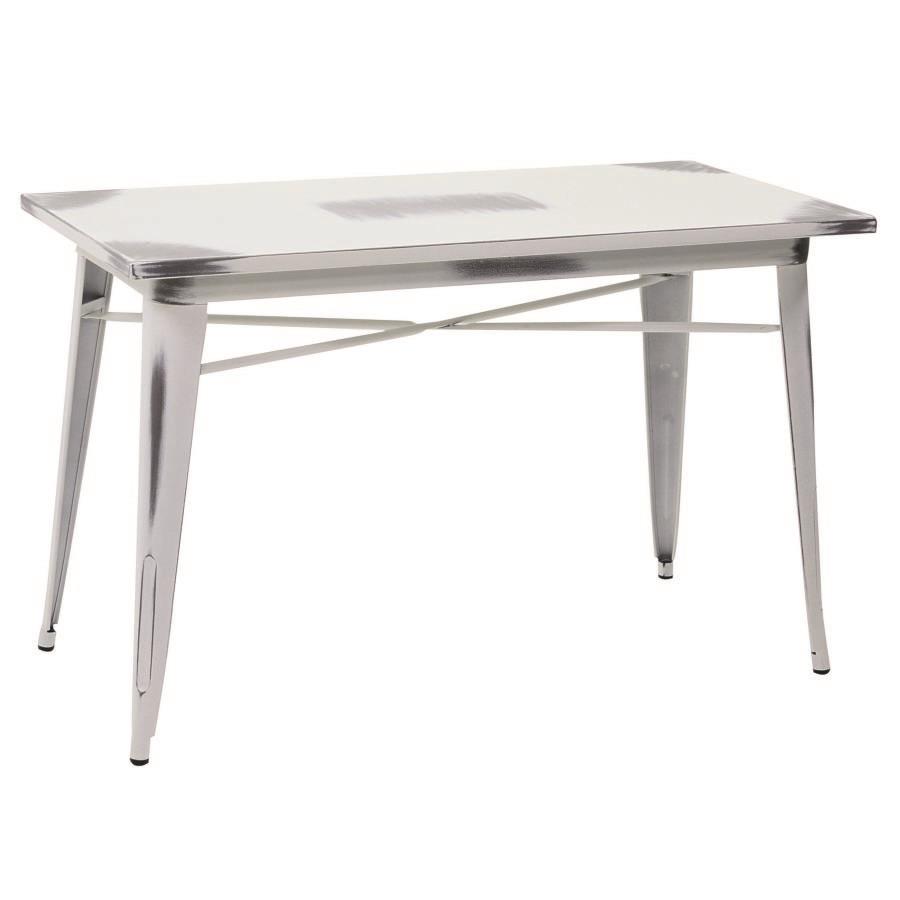 Tavolo bristol stile industriale con piano bianco antico h76 cm