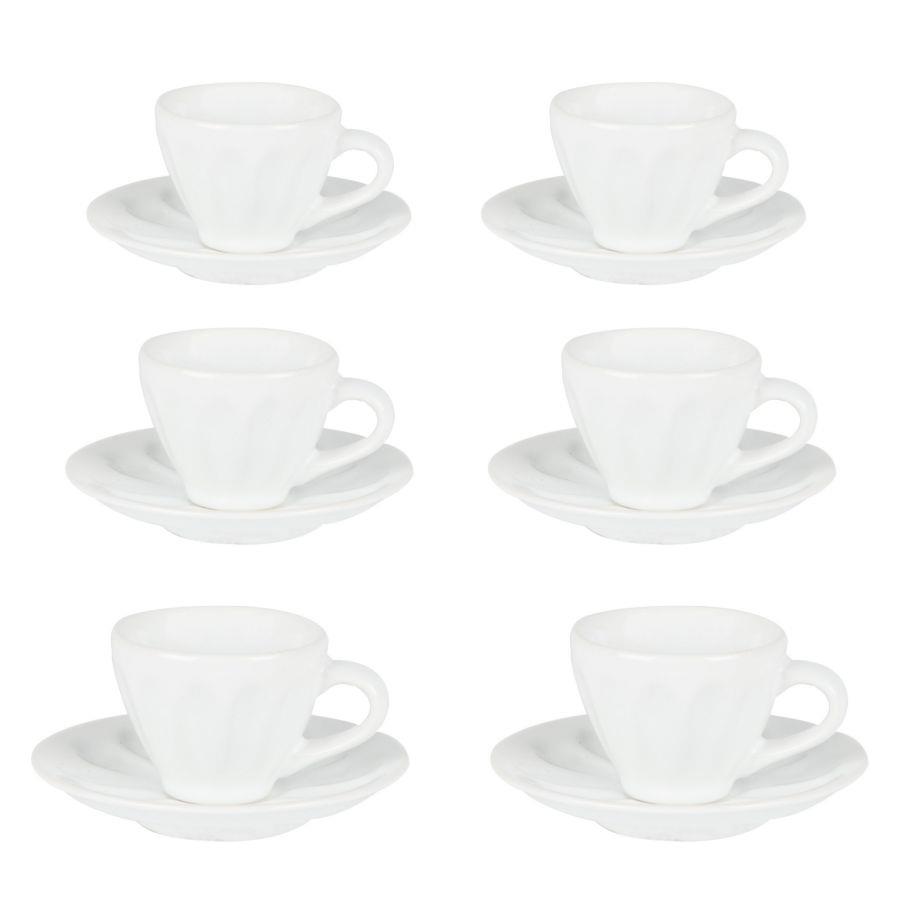 Coffee cup set 6 pieces Amleto white w-saucer 7,5x7,5x4