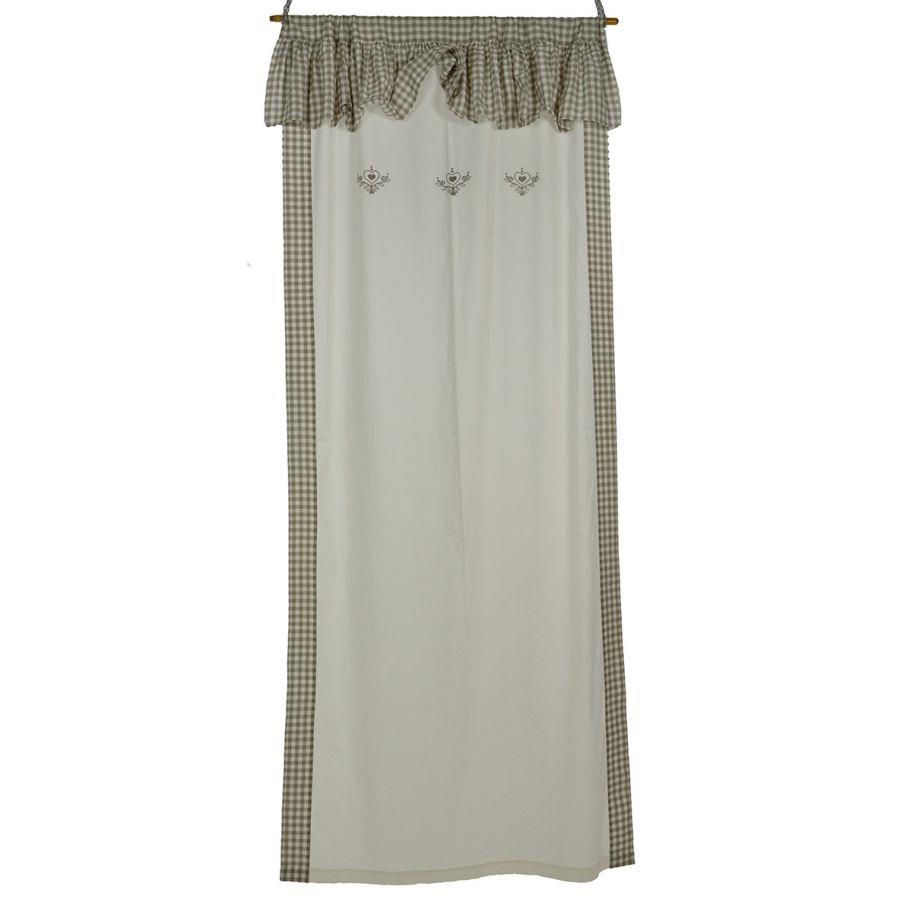 Simple heart fabric curtain with valance cm140x300