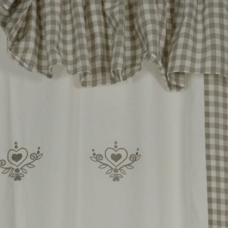Simple heart fabric curtain with valance cm140x300