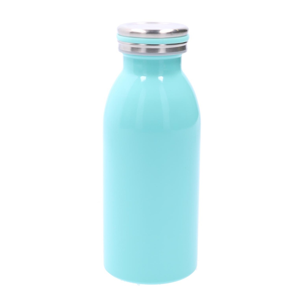 Round blue steel thermos 0,3L cm6,8x4,8h17,9