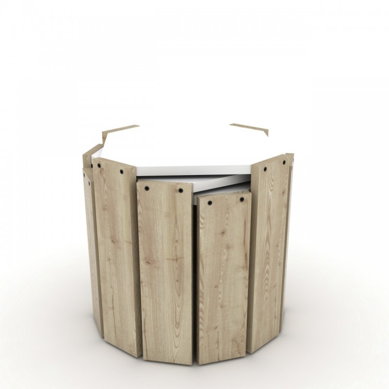 Tris tavolini richiudibili rovere piano bianco  multiuso