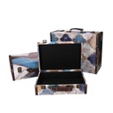 Rectangular Moroccan blue eco-leather suitcase 1-3 cm40x14h30