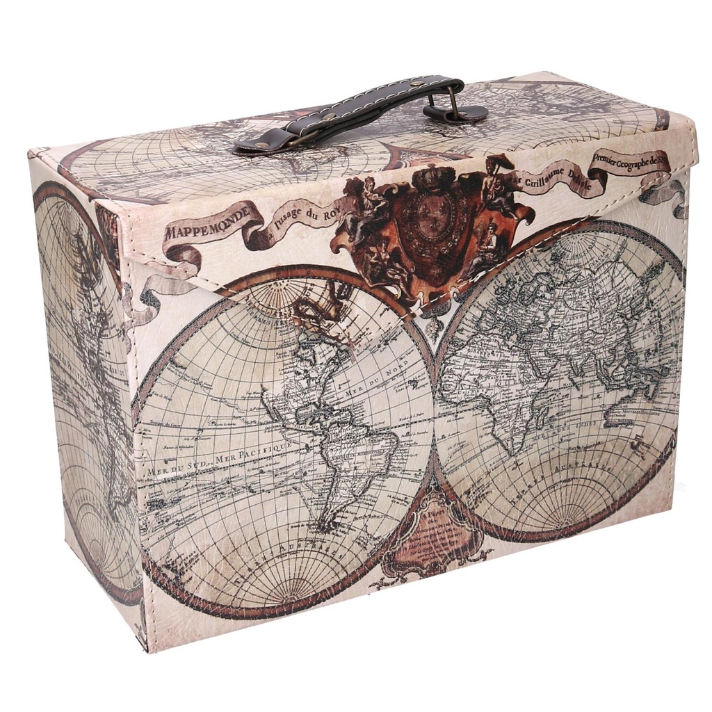Rectangular globe eco-leather suitcase cm34x24h14,5