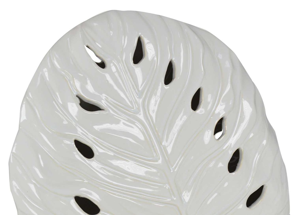 Vaso foglia bianco traforato yi-0308 cm. 39 x 14,5 h 48,5