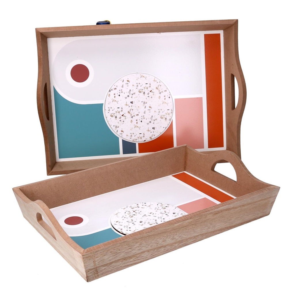 Brown wooden tray 1-2 cm43,5x30h8,5