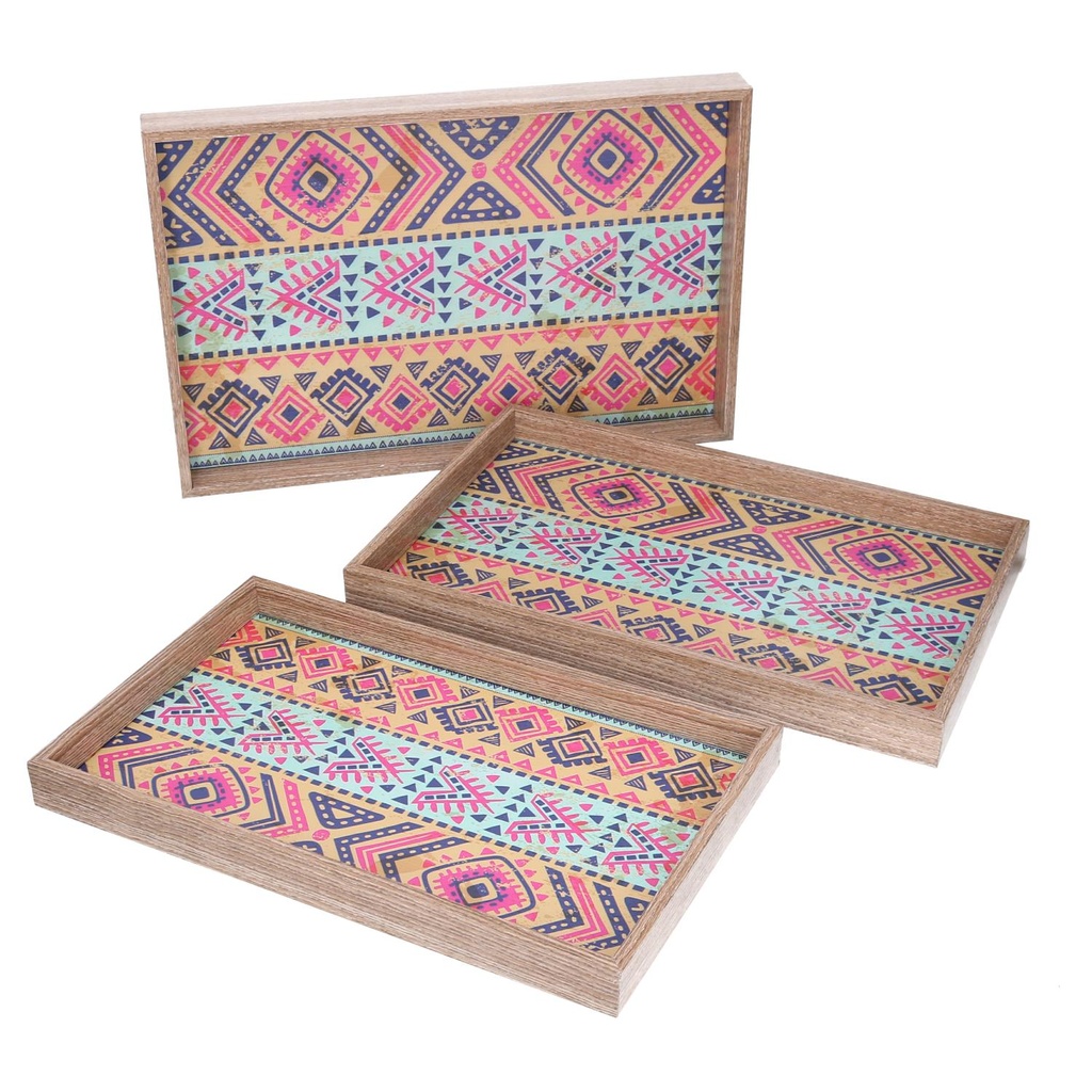 Rectangular orange wooden tray 1-3 cm45x30h4