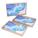 Rectangular light blue wooden tray 1-3 cm45x30h4