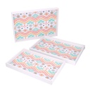 Rectangular white wooden tray 1-3 cm45x30h4