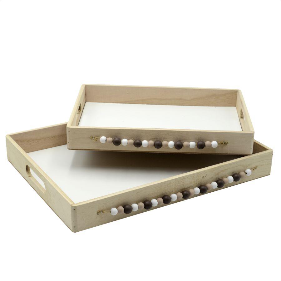 Rectangular wooden 1-2 lignum tray cm40x32,5h5