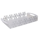 Rectangular white snowflake metal tray cm41x20h6,5