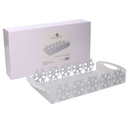 Rectangular white snowflake metal tray cm41x20h6,5