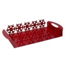 Rectangular red snowflake metal tray cm41x20h6,5