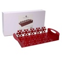 Rectangular red snowflake metal tray cm41x20h6,5