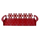 Rectangular red snowflake metal tray cm41x20h6,5