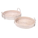 Rattan tray algarve 1-2 white roundcmø38h6-14